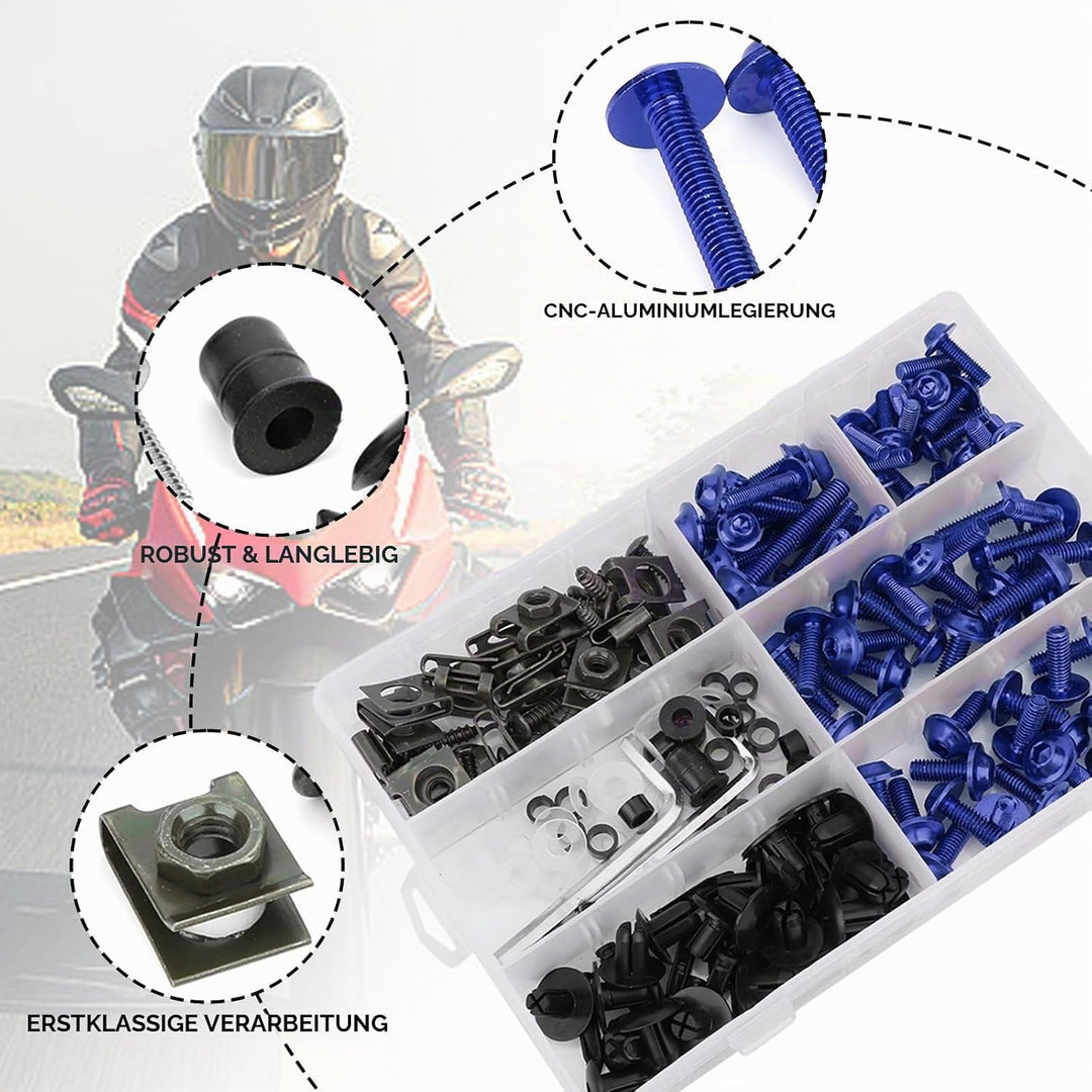 Tomotato 198 Stück Motorrad Verkleidung Schrauben Kit, Universal M5 M6 Motorräder Windschutzscheiben