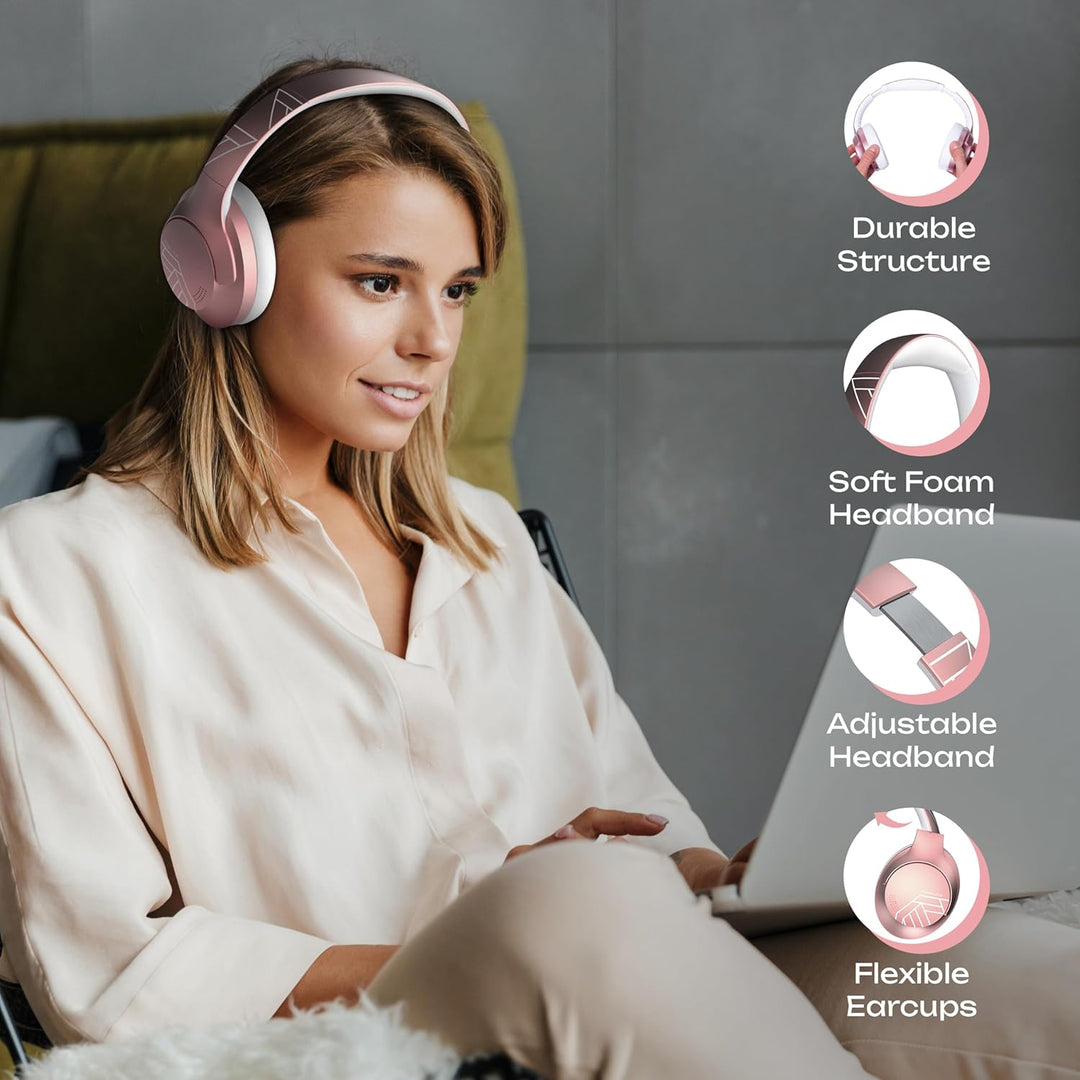 PowerLocus Bluetooth Kopfhörer Over Ear, 50 Std Spielzeit, 4 EQ-Modi, Kopfhörer Kabellos Faltbarer m