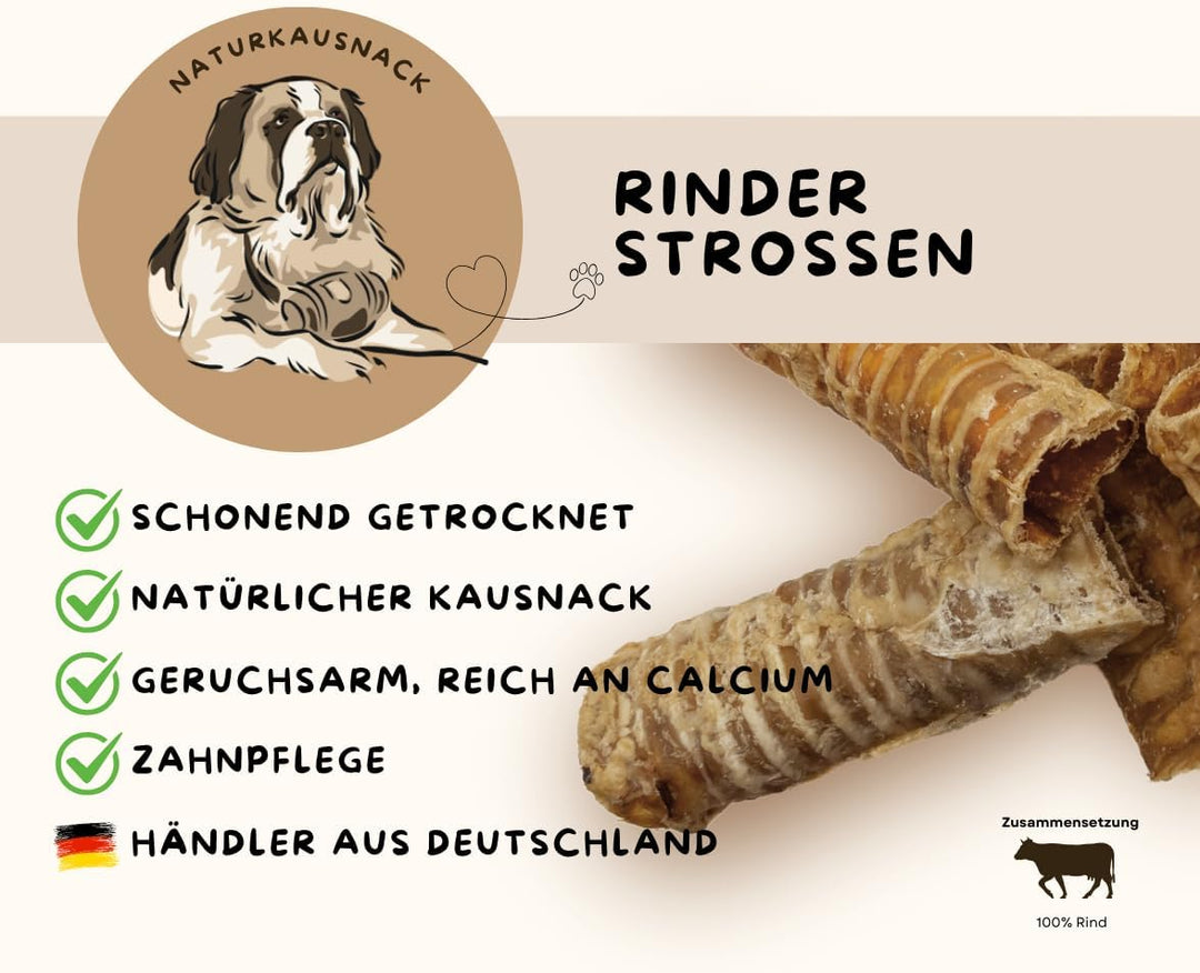 Warnicks Tierfutterservice Rinderstrossen Luftröhre Strosse 12-15 cm Stücke (2 x 1KG) 1 kg (2er Pack