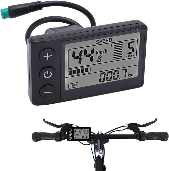 Ausi Elektrofahrrad S866 LCD-Anzeigemessgerät, ABS 24 V 36 V 48 V wasserdichtes Fahrrad-Bedienfeld m