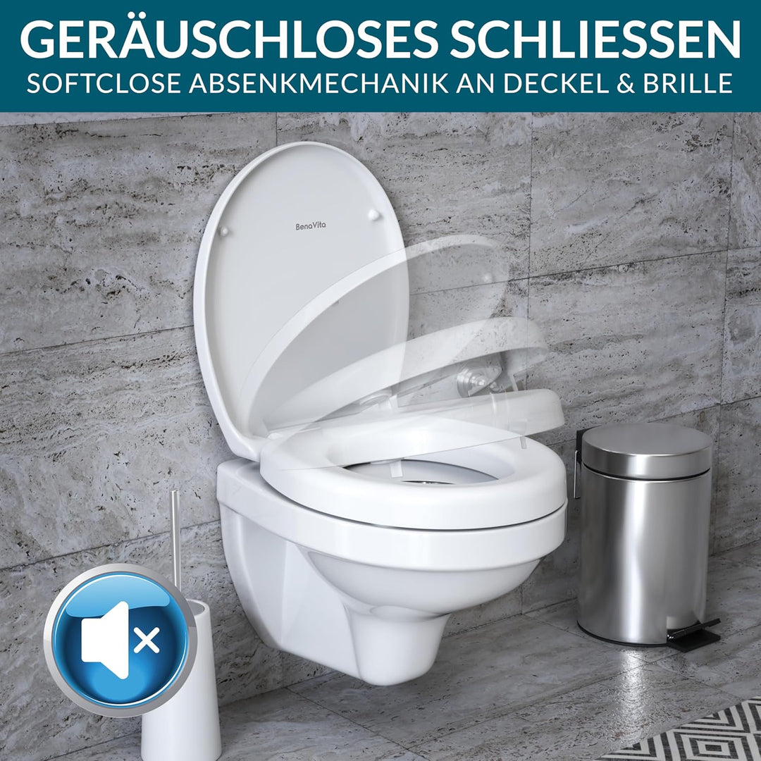Premium WC Sitzerhöhung 5 cm aus Duroplast - Erhöhter Toilettensitz für bequemes Sitzen inkl. Absenk