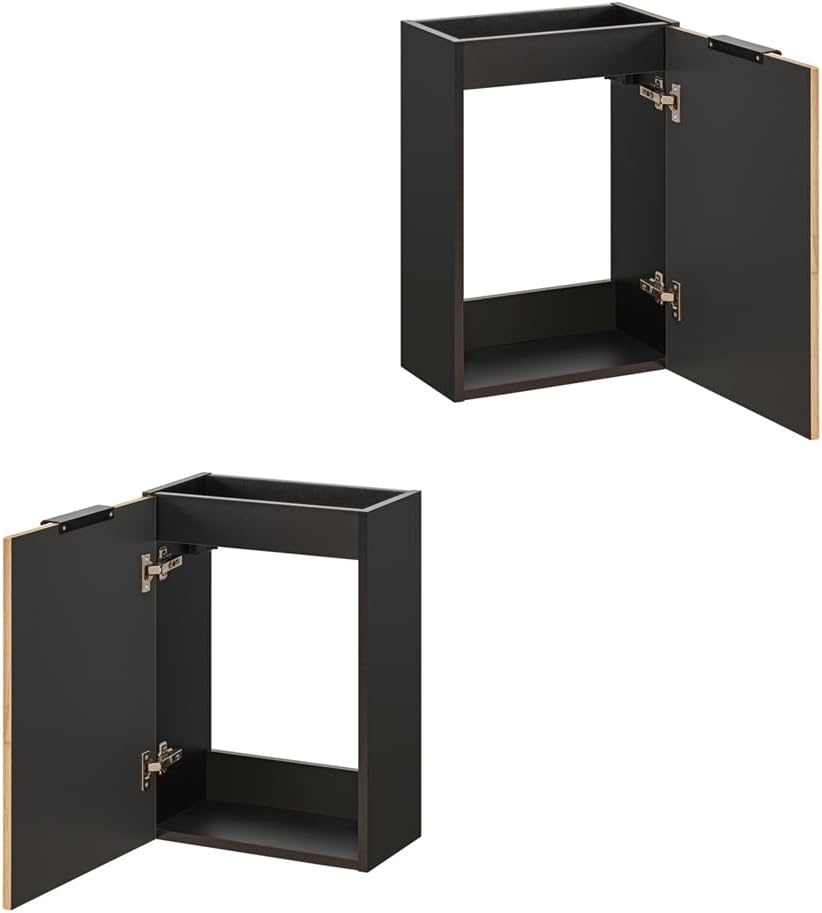 Lomadox Waschtisch 41x66x22 cm klein Gäste WC Bad Unterschrank mit Waschbecken Keramik anthrazit mit