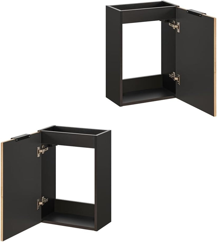 Lomadox Waschtisch 41x66x22 cm klein Gäste WC Bad Unterschrank mit Waschbecken Keramik anthrazit mit