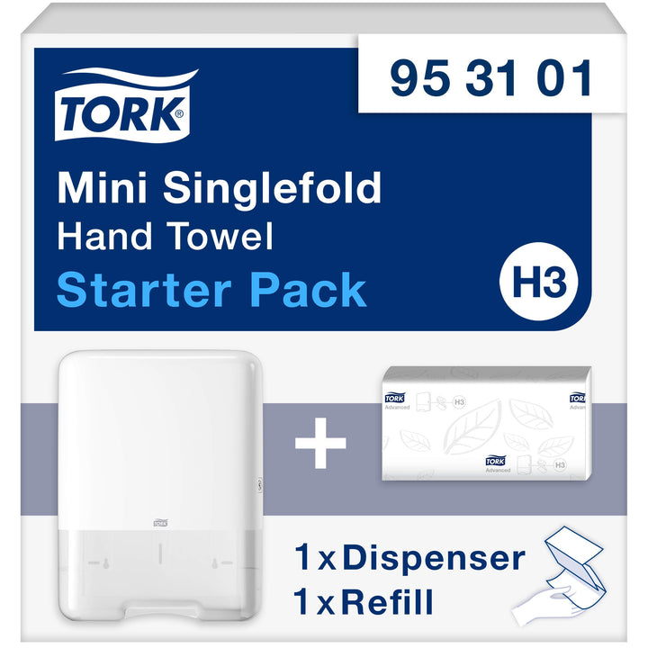 Tork Mini Singlefold Handtuch Starter Pack 953101, Image Design - H3 Singlefold/C-fold Elevation Des