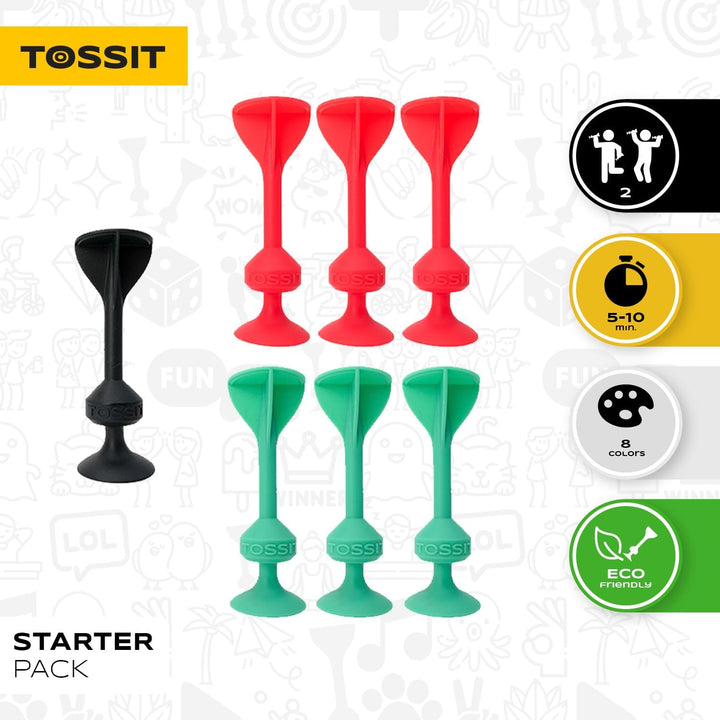 TOSSIT Spiel Rot Cyan, Dartpfeil Silikon-Saugnapf, Boccia innen aussen, starker und langlebiger Saug