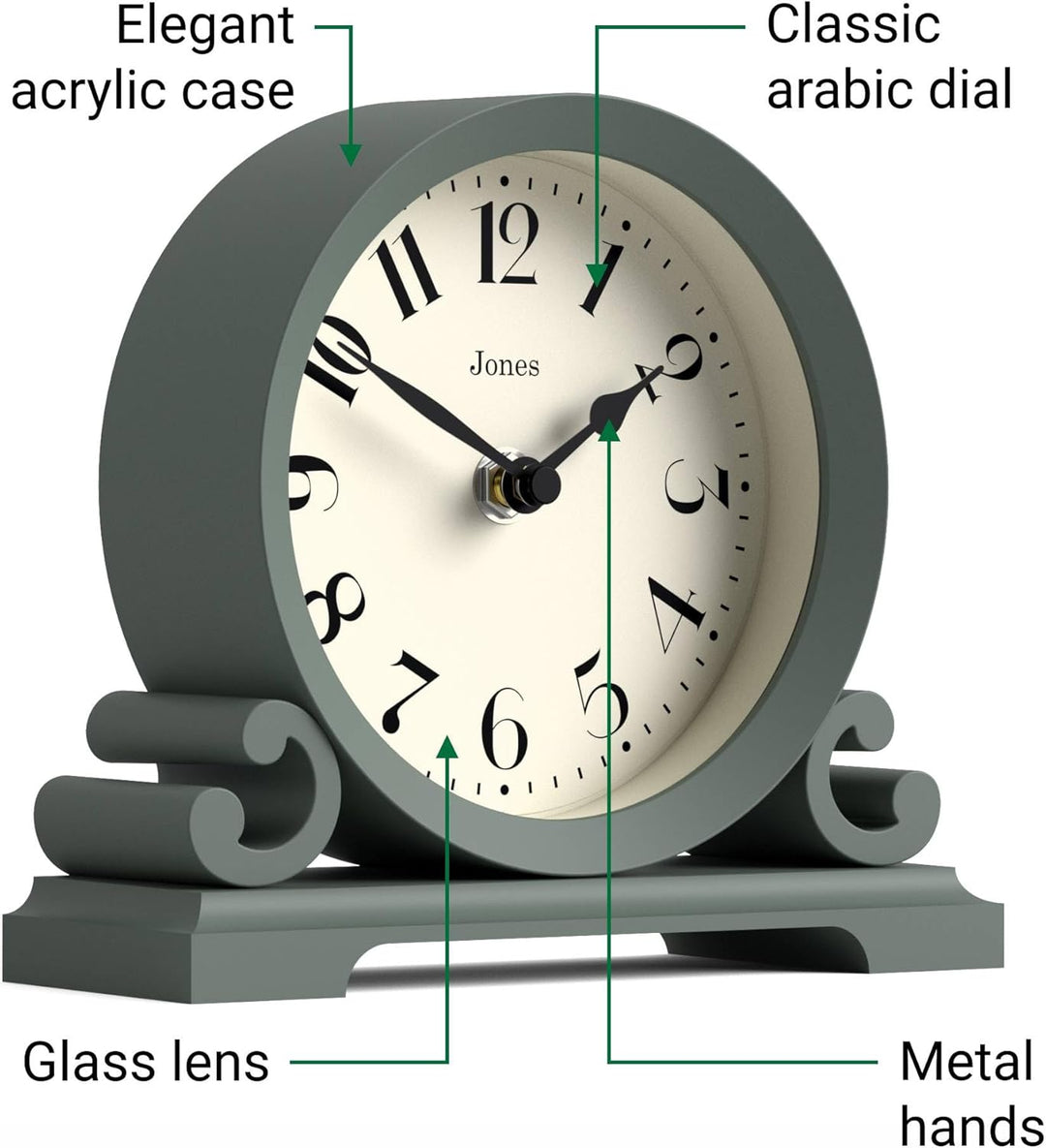 JONES CLOCKS® Saloon Kaminsimsuhr - Traditionelles/Klassisches Design - Schlafzimmeruhr - Wohnzimmer