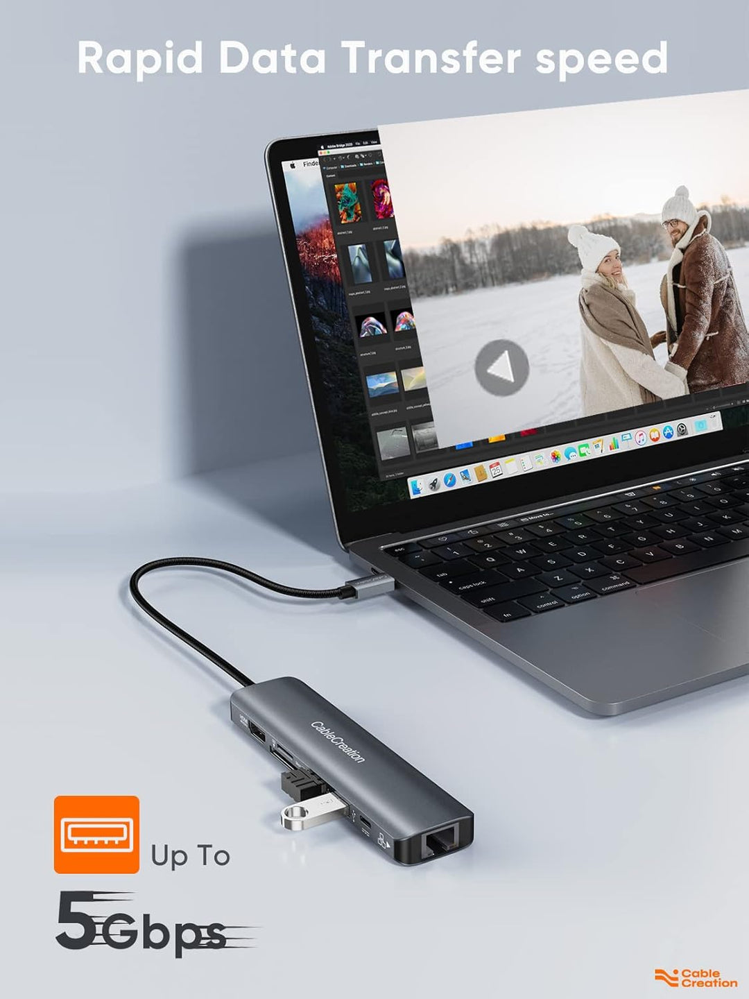 CableCreation USB C Hub,7 in 1 Multiport Adapter mit HDMI 4K 60Hz,Ethernet 1Gbps, 100W PD, SD, Micro