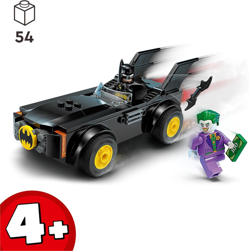 LEGO DC Verfolgungsjagd im Batmobile: Batman vs. Joker Spielzeugauto-Set, Superhelden-Starterset mit