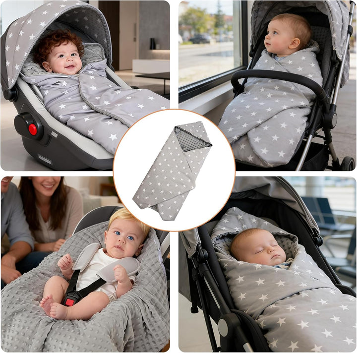 PORFOYO Baby Einschlagdecke, Kinderwagen Kuscheldecke, Babyschale Decke, Einschlagdecke Babyschale,