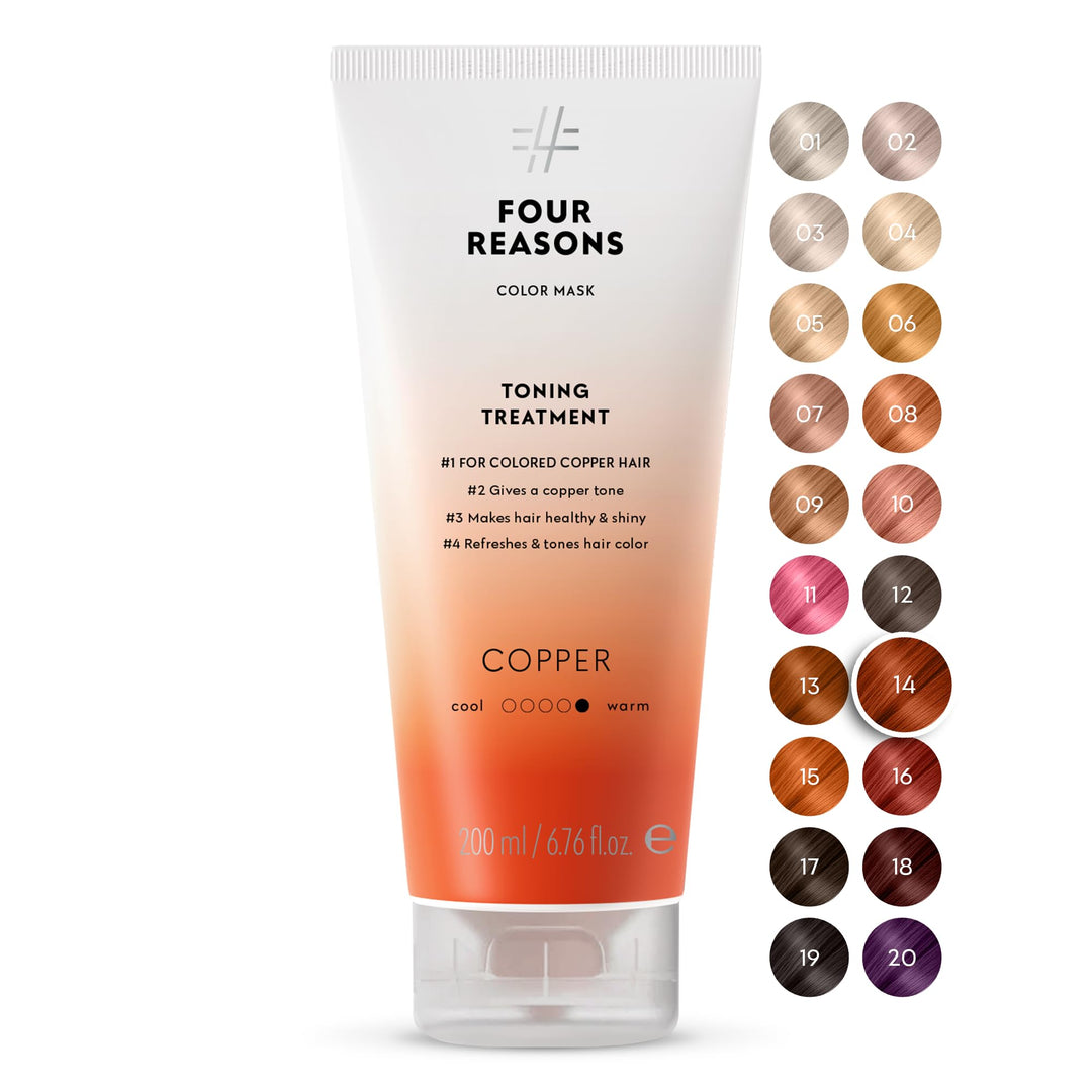 Four Reasons Color Mask - Copper - (27 Colors) Toning Treatment, Color Depositing Conditioner, Tone