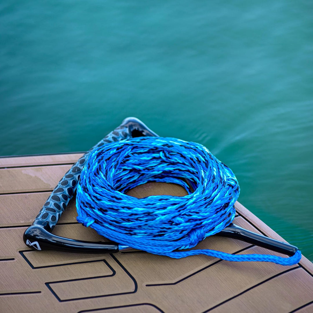 Mesle Wasserski und Wakeboard-Leine Ergo, Länge 23m Zug-Seil mit Hantel Griff blau, blau