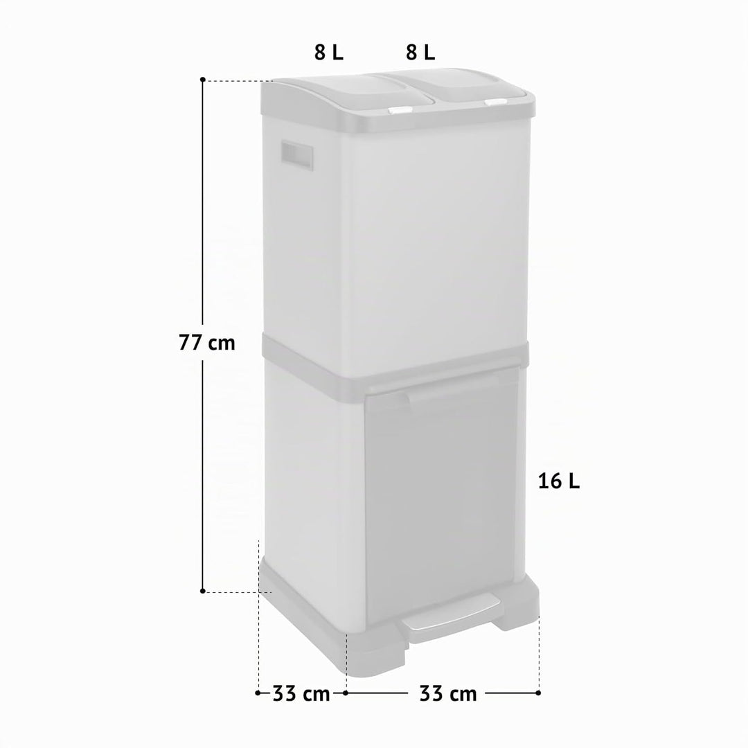 SVITA 3XCOMBO32 Mülleimer Treteimer Abfalleimer Mülltrennung mit Schubfächern Taupe Beige (32 Liter