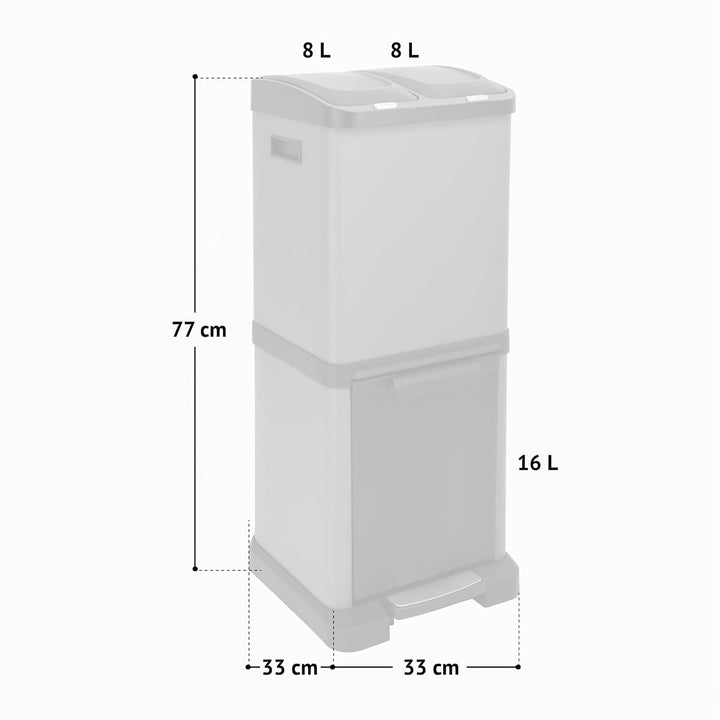 SVITA 3XCOMBO32 Mülleimer Treteimer Abfalleimer Mülltrennung mit Schubfächern Taupe Beige (32 Liter