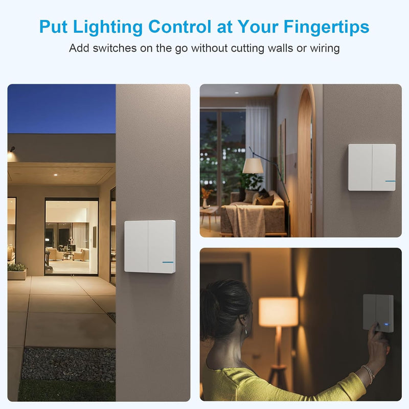 Funkschalter, 230V Thinkbee Wireless Lichtschalter Set mit Funk Fernbedienung, Wasserdicht Staubdich
