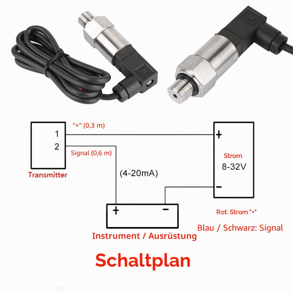 Drucksensor Psi Drucktransmitter 4-20mA Ausgang G1 / 4"Silizium Drucktransmitter Transducer für Wass