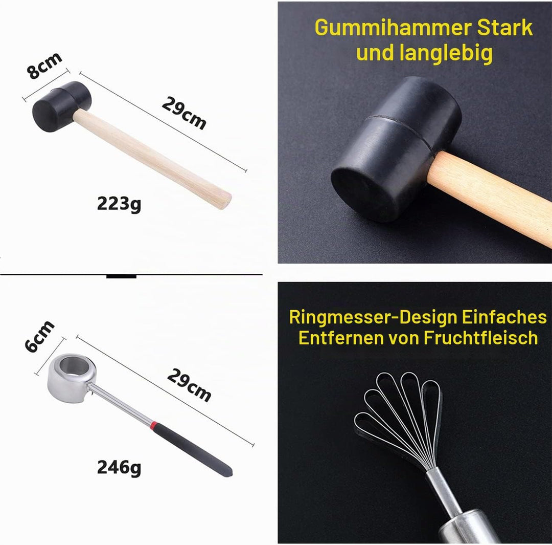 HZIYOU Kokosnussöffner-Werkzeug-Set, Edelstahl-Kokosnussöffner-Kit in Lebensmittelqualität, Schalenö