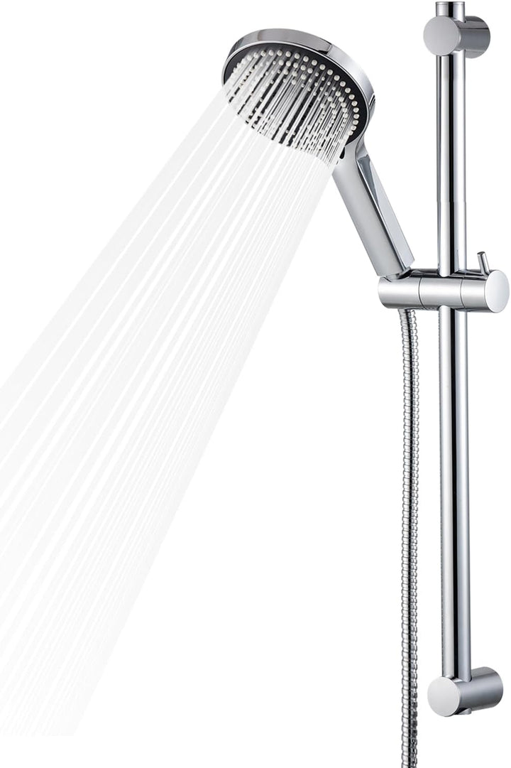 OFFO Brausestange Duschkopf mit 6 Strahlarte, 1,6 m Edelstahl Duschschlauch, verstellbarem 60cm Stei