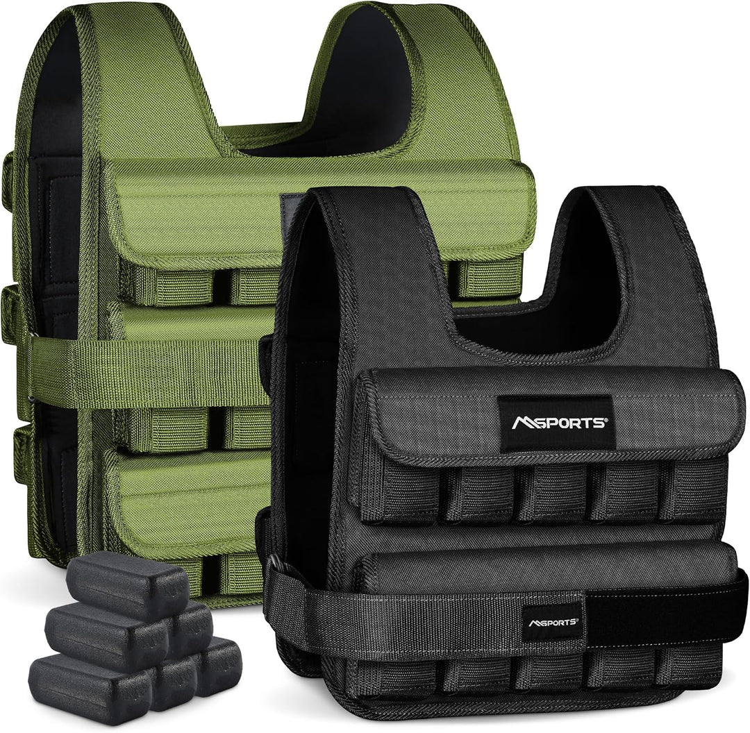 MSPORTS Gewichtsweste Premium Verstellbar von 5 kg - 30 kg Gewicht für Training Krafttraining 15 kg