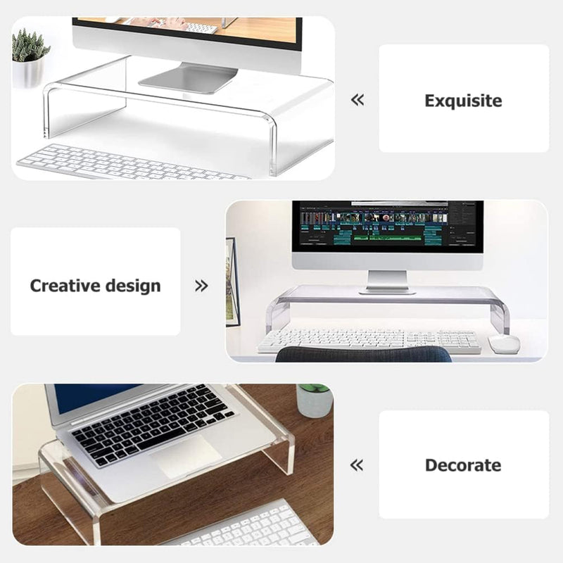 TOPBATHY Monitorständer Löschen Acrylmonitor -Ständer Transparent Monitor Riser Stand für Computer -