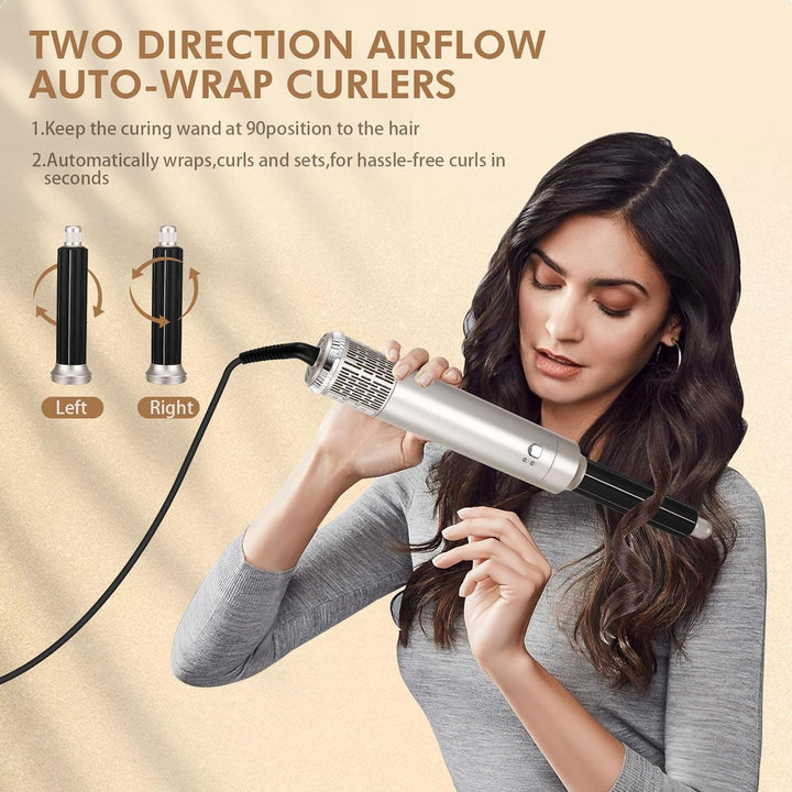 Aofesel Air Styler 6 in 1 Auto Lockenstab, 1200 W Magic Styler mit Haartrockner, Blasbürste, Föhnbür