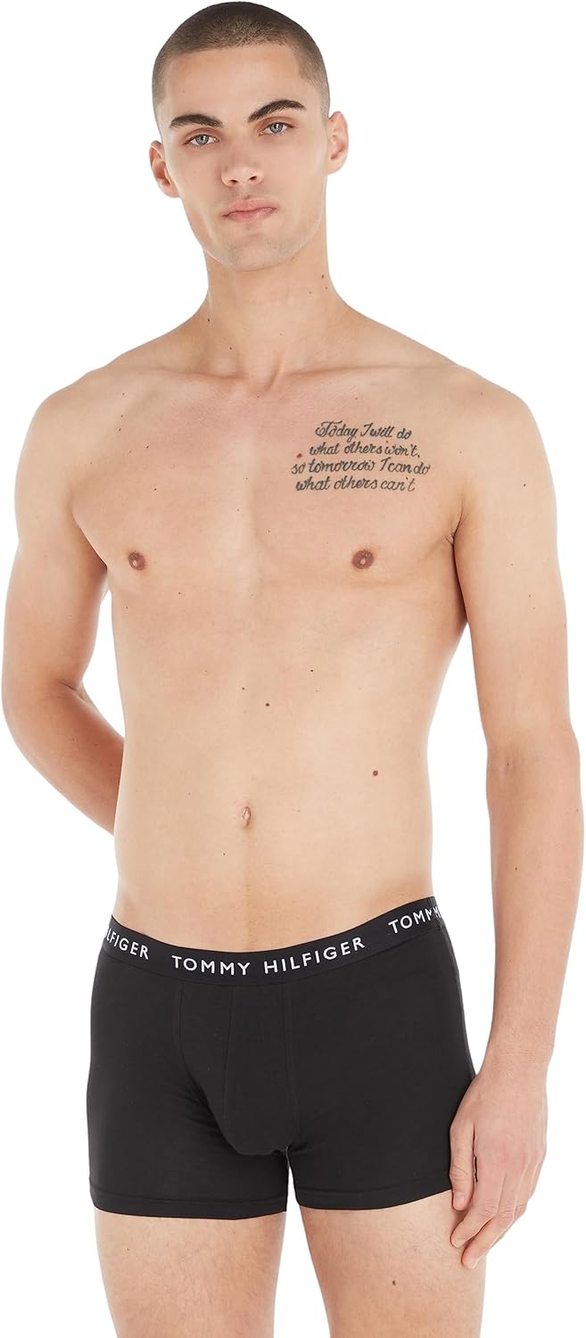 Tommy Hilfiger Herren 3er Pack Boxershorts Trunks Unterwäsche, Schwarz (Black/Black/Black)