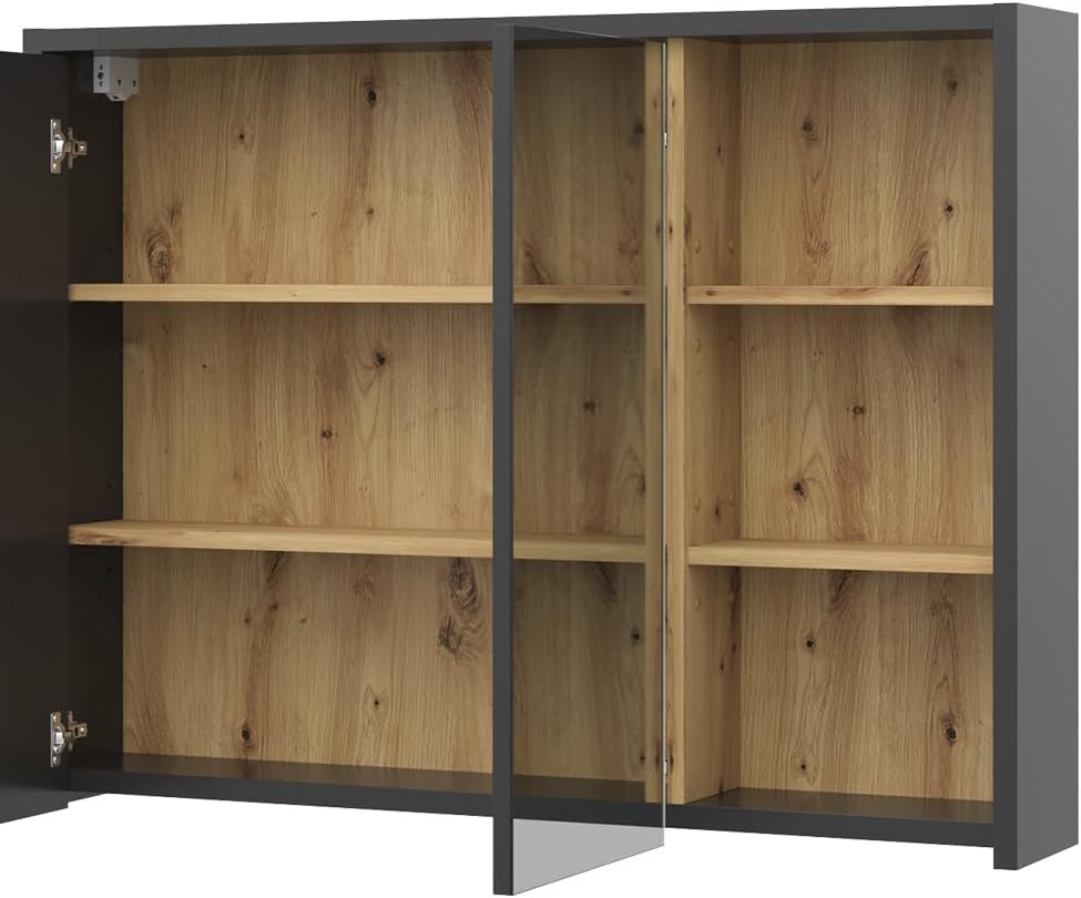 Vicco Badspiegelschrank Viola, Anthrazit/Eiche, 100 x 75 cm, Artisan-eiche