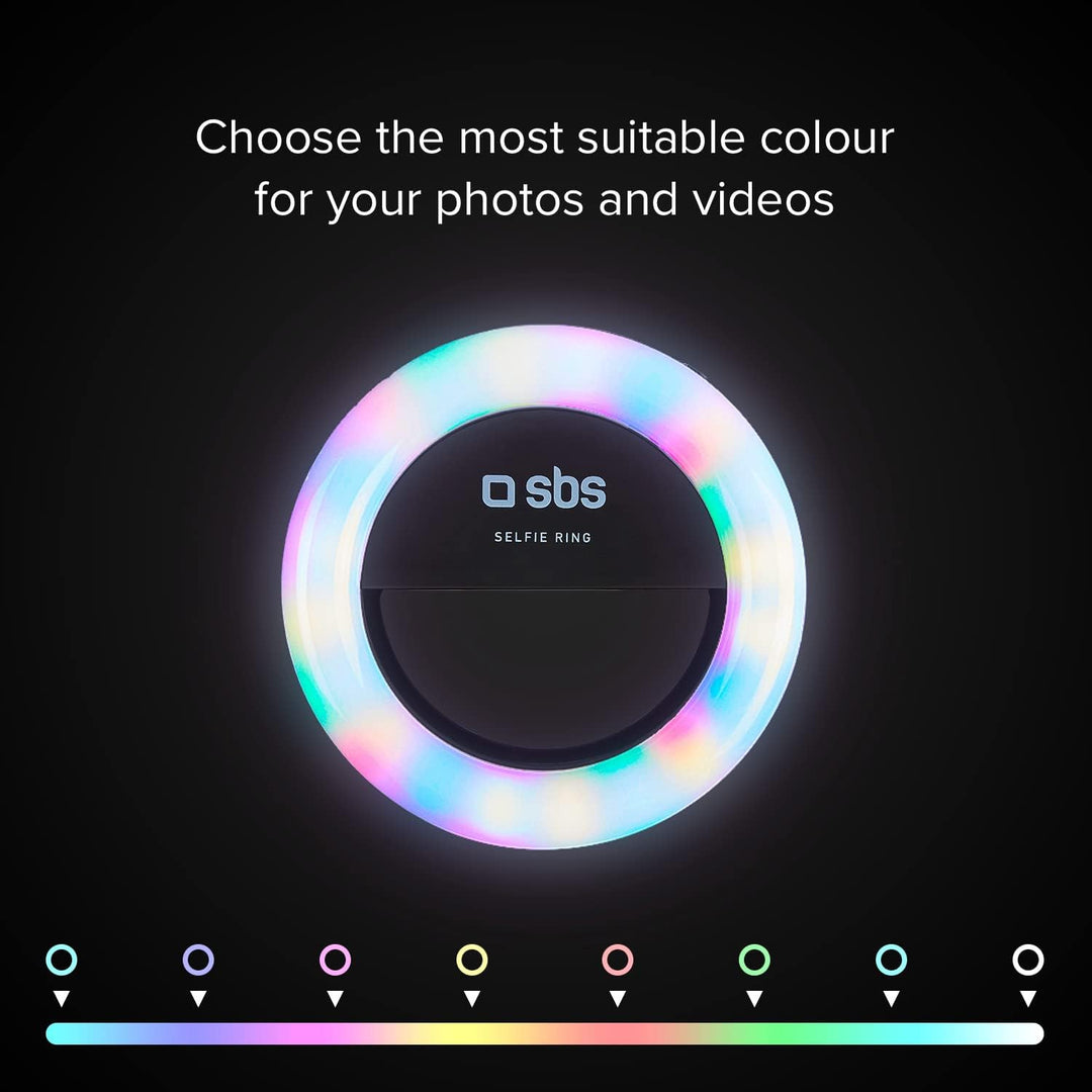 SBS Mehrfarbiger LED-Ring für Smartphone, Blitzlicht mit Intensitätseinstellung, für TikTok, YouTube