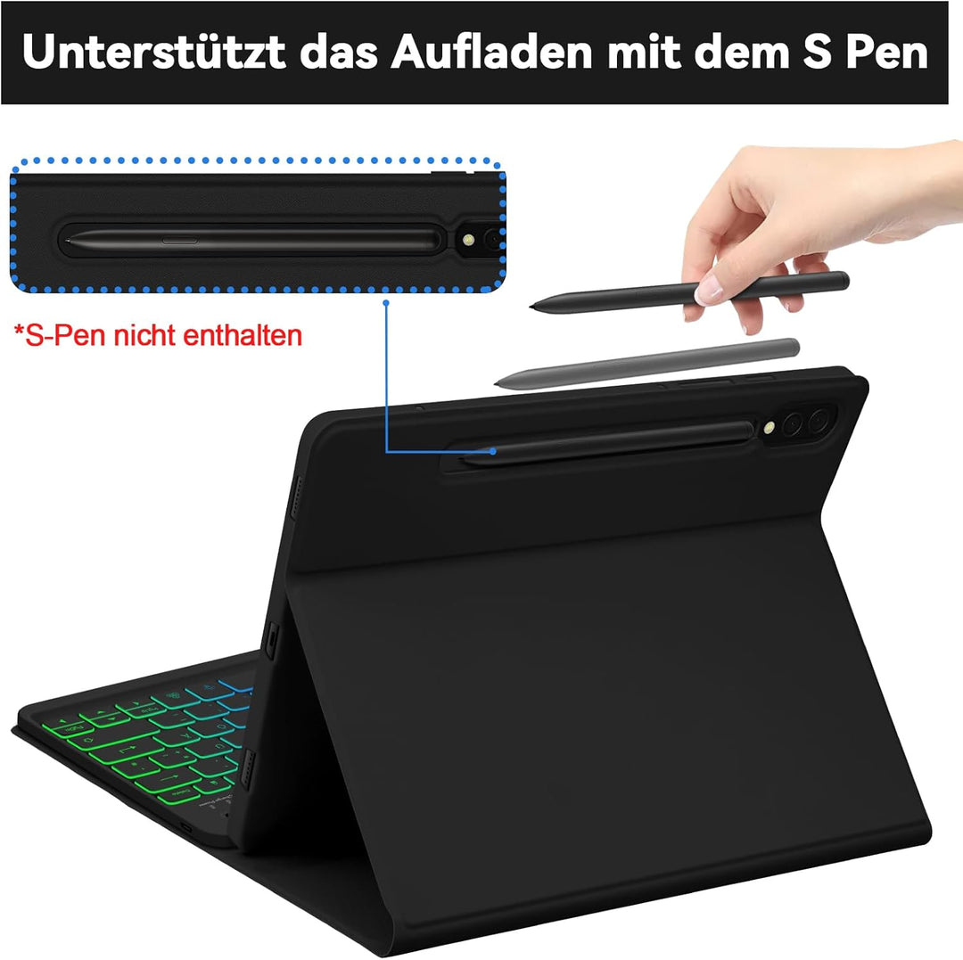 Bettdow für Samsung Galaxy Tab S10+/S10 Plus Tastatur Hülle, QWERTZ Layout Abnehmbarer Beleuchtete T