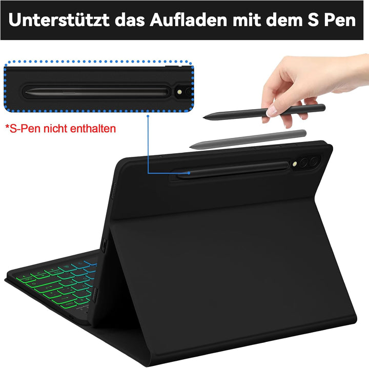 Bettdow für Samsung Galaxy Tab S10+/S10 Plus Tastatur Hülle, QWERTZ Layout Abnehmbarer Beleuchtete T