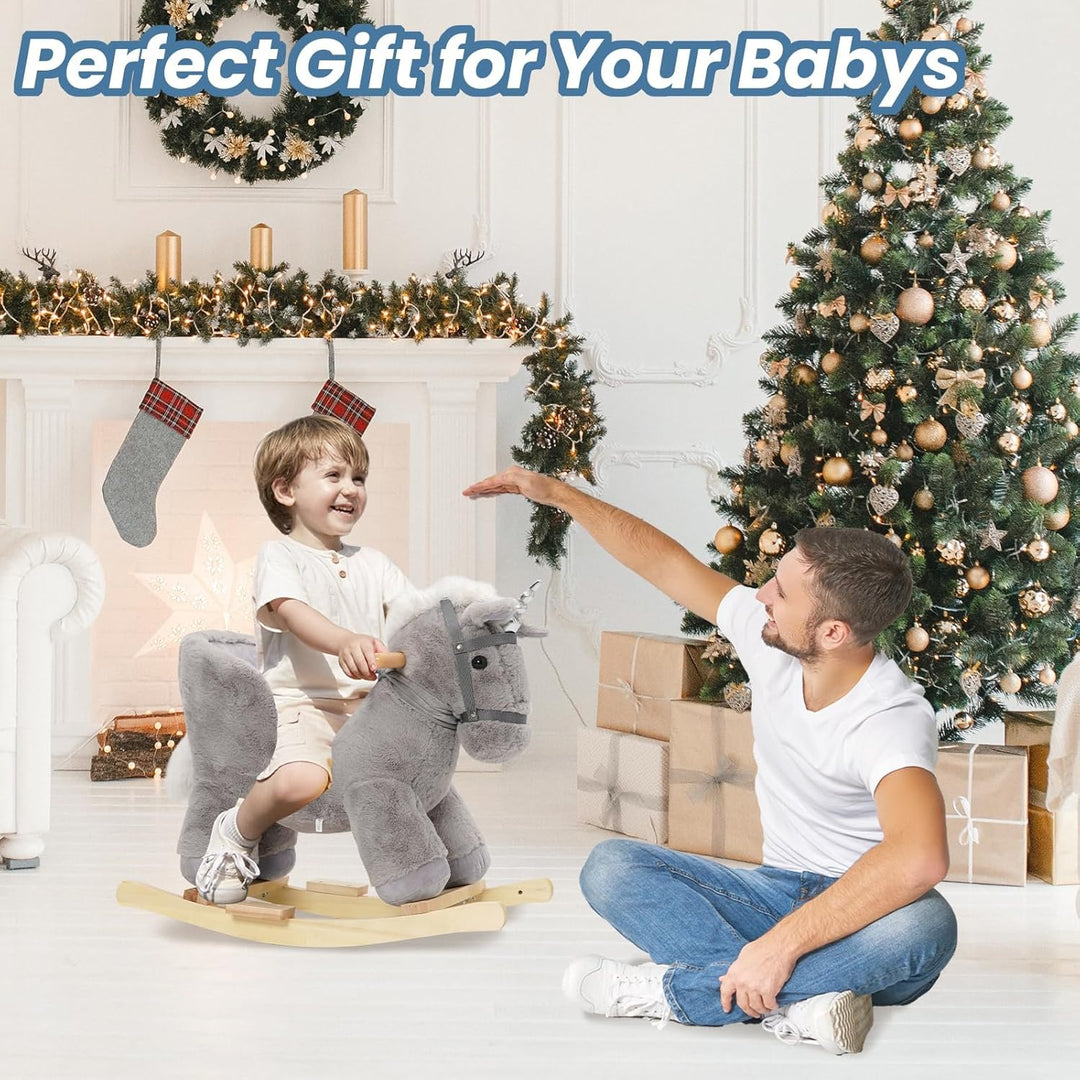 Schaukelpferd ab 6 Monate Schaukeltier Schaukel das Pferd Baby mit Sicherheitsgurte Rocking Horse Ge