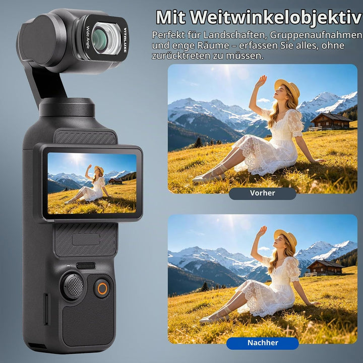 VUTALUXE CPL Schwarz Diffusionsfilter 1/4 VND2-32 Weitwinkelobjektiv für DJI Osmo Pocket 3 / Osmo Po