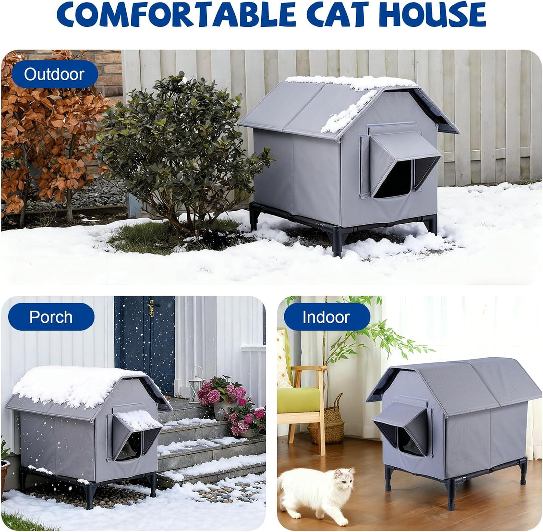 Katzenhaus Für Draussen Winterfest, Haus für verwilderte Katzen Wasserdicht Wetterfester, Katzenhaus
