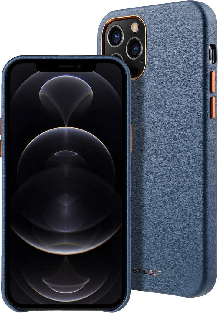 STILGUT Cover kompatibel mit iPhone 12 Pro Max Case aus Leder, Lederhülle, Hülle aus Leder, Ledercas
