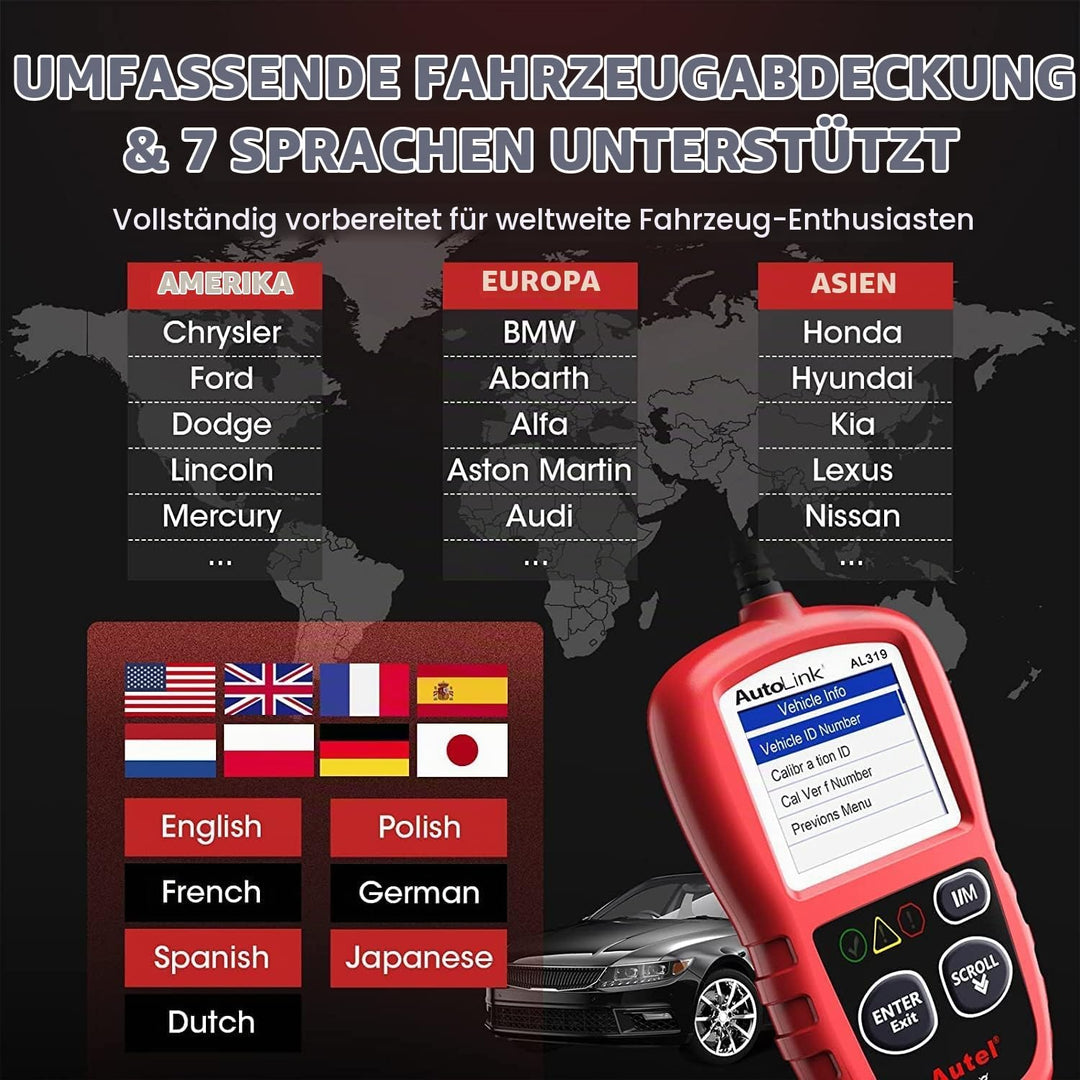 AL319 obd2 Diagnosegerät für alle Fahrzeuge,Fehlercode für obd2 Diesel und Benzin Fahrzeuge,MIL ausc