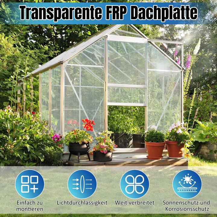 5er Set FRP Trapezblech Wellplatten, Transparent, 90x120cm, 2mm Stärke, UV-beständig, Hagelfest, Wel