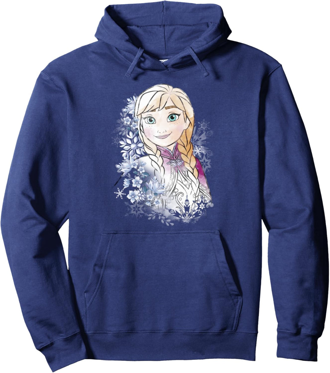 Disney Frozen Anna Floral Watercolor Portrait Pullover Hoodie