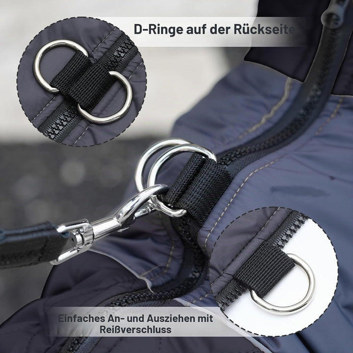 Warmer Fleece-Hundemantel für kleine Hunde, D-Ringe, wasserdichte Welpenjacke für den kalten Winter,