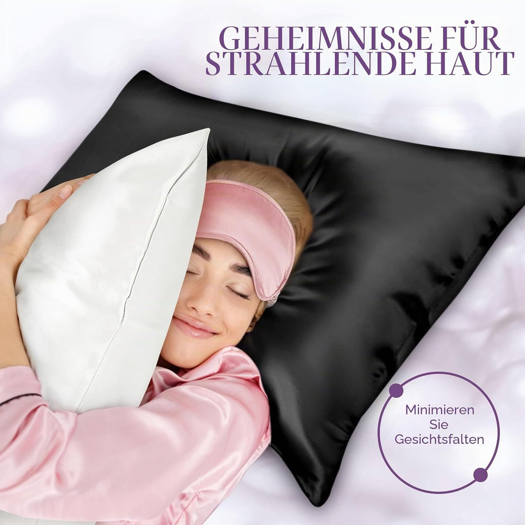 OLESILK Seide Kissenbezug Kissenhülle Haar- und Hautpflege mit Reissverschluss 16 Momme 1 Stück Schw