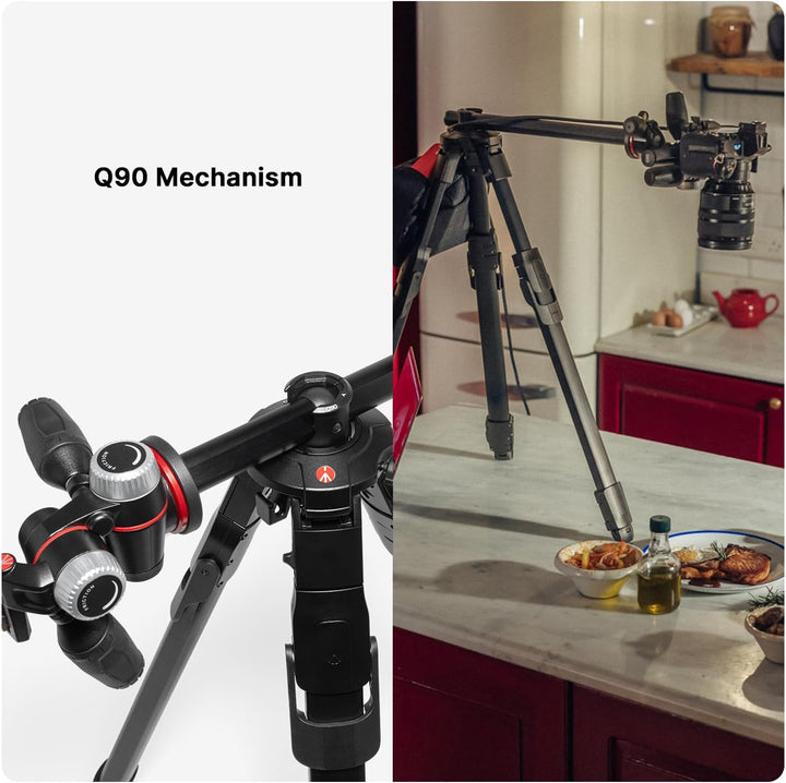 Manfrotto ONE Photo, Aluminium‑Stativ‑Kit mit XPRO 3‑Wege‑Kopf, 12 kg Tragkraft, 90° Horizontalsäule