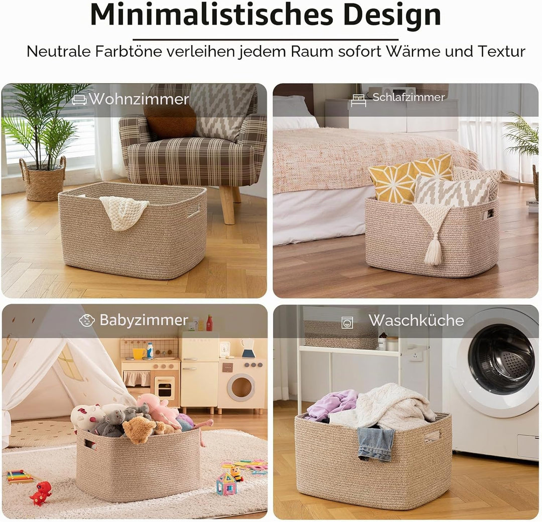 OIAHOMY Baumwollseilkorb, rechteckig, gewebt, für Kinderzimmer, Deckenkorb, Spielzeug-Aufbewahrungsk