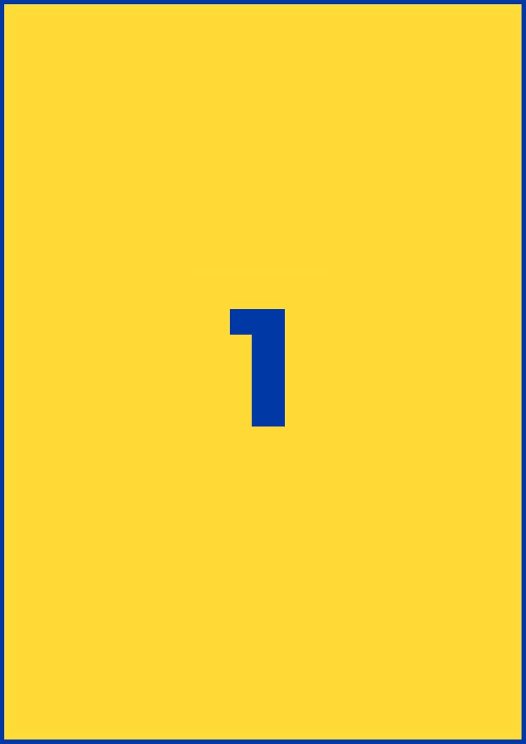 AVERY Zweckform 3473 Gelbe Etiketten (100 Aufkleber, 210x297mm auf A4, permanent haftend, selbstkleb
