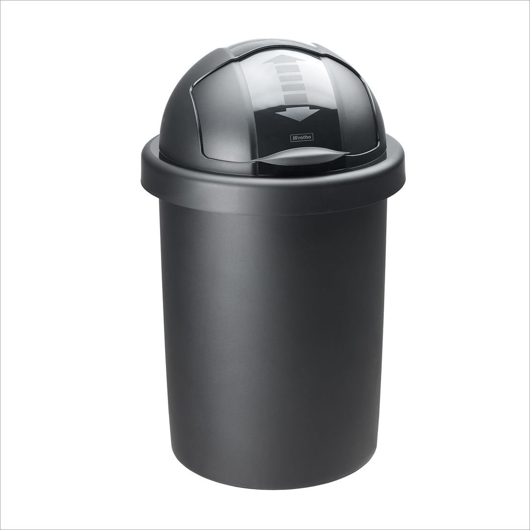 Rotho ROLL BOB runder Mülleimer mit Deckel 30 l, Leicht zu bedienen, Hygienisch, Kunststoff, schwarz