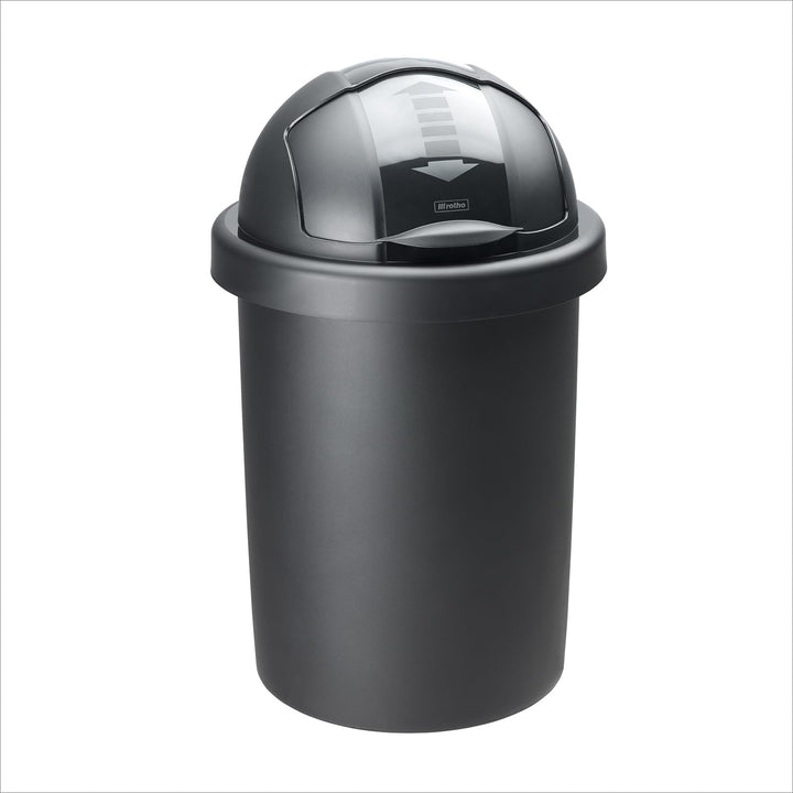 Rotho ROLL BOB runder Mülleimer mit Deckel 30 l, Leicht zu bedienen, Hygienisch, Kunststoff, schwarz