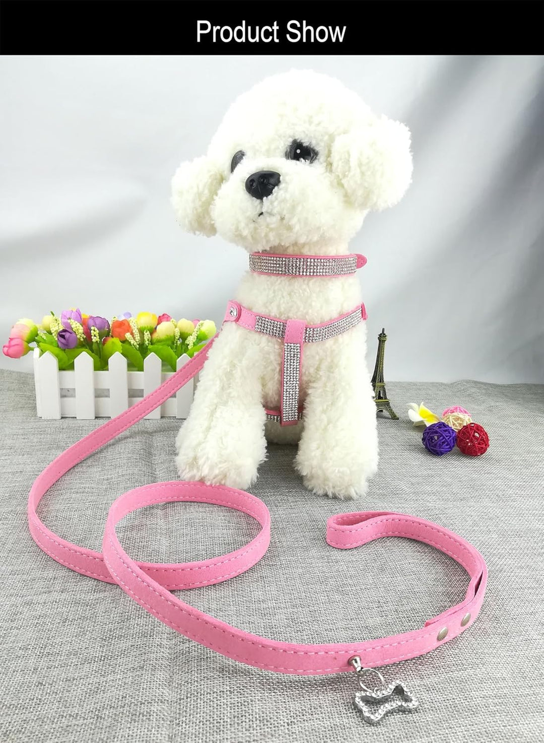 Hundehalsband & Geschirr & Leinen Sets Mode Komfortable Hundehalsband Diamante mit Geschirr & Leinen