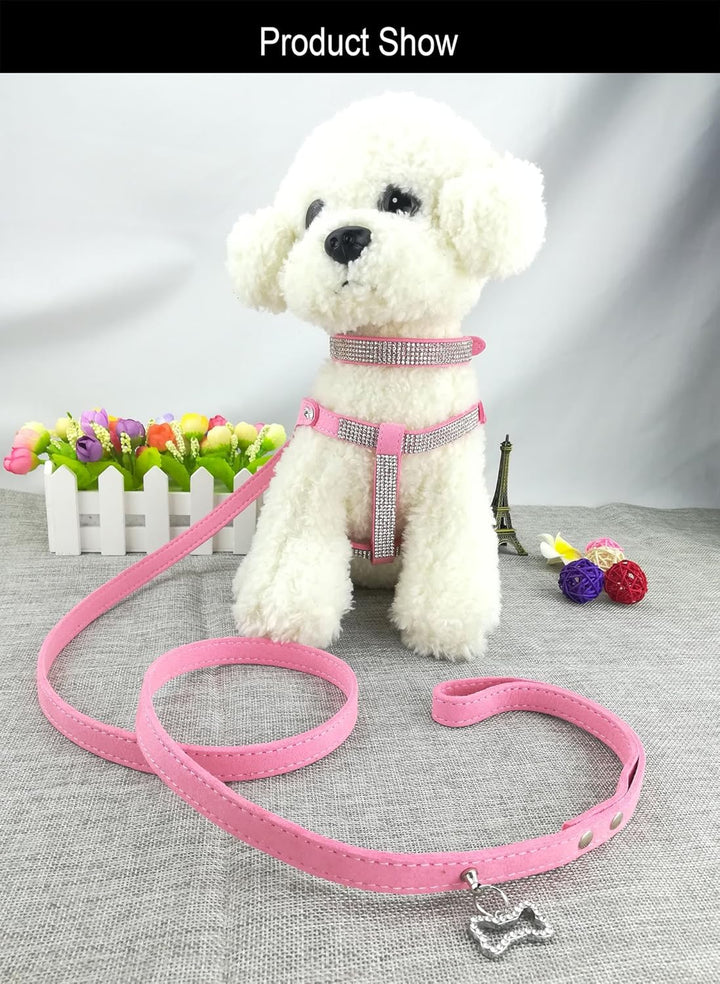 Hundehalsband & Geschirr & Leinen Sets Mode Komfortable Hundehalsband Diamante mit Geschirr & Leinen