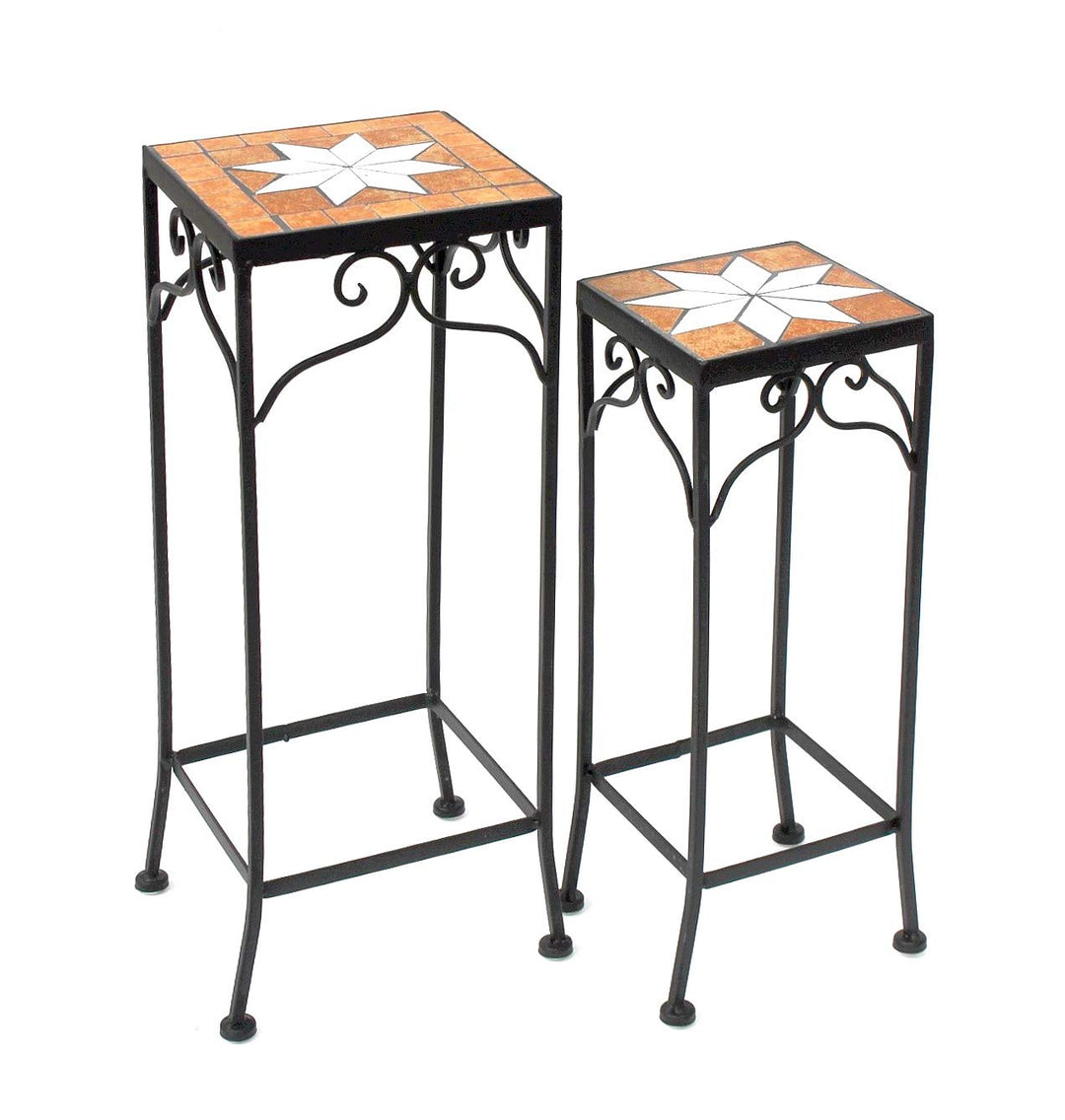 DanDiBo Blumenhocker Mosaik Eckig 2er Set 46 und 54 cm Blumenständer 12012 Beistelltisch Pflanzenstä