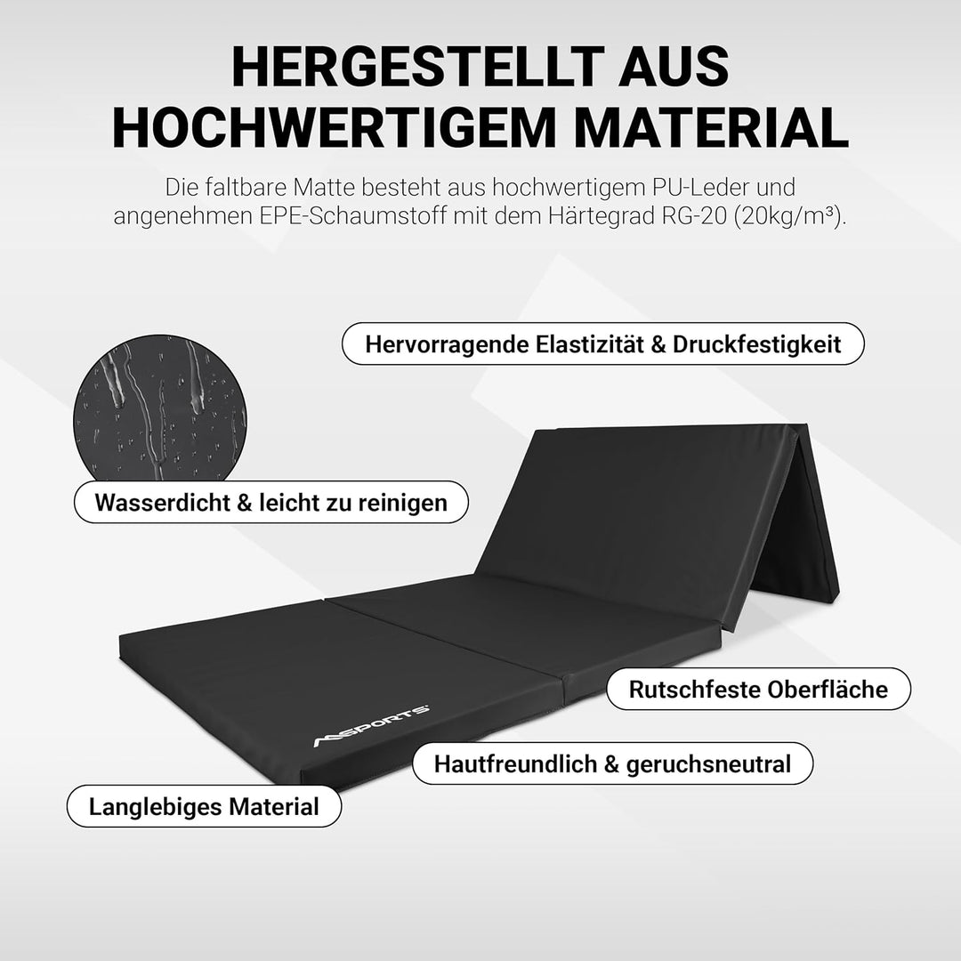 MSPORTS Turnmatte Premium klappbare Weichbodenmatte 190 x 80 x 5 cm Gymnastikmatte faltbare Sportmat