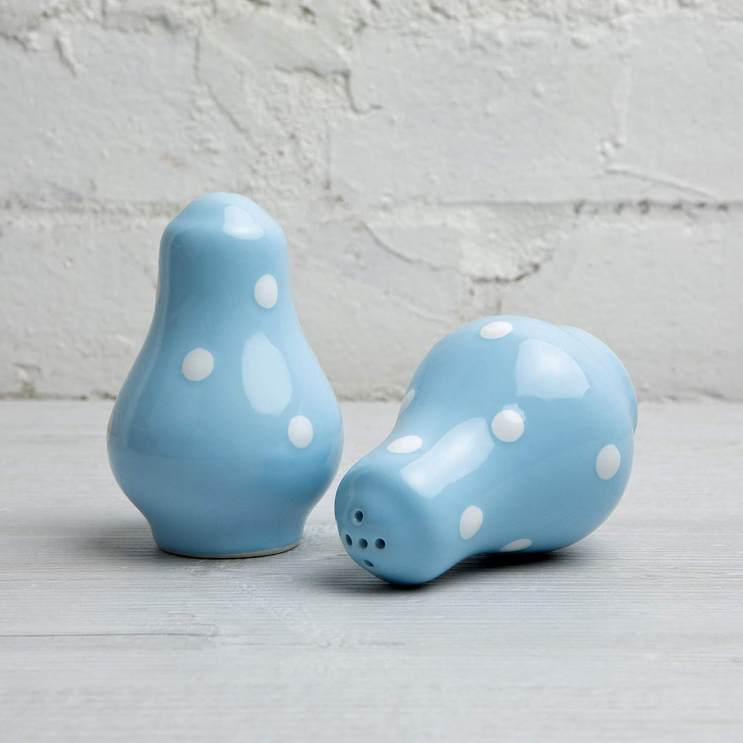 City to Cottage® - Salzstreuer und Pfefferstreuer Set | Hellblau und Weiss | Polka Dots | Handgemach