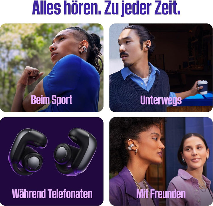 Bose Ultra Open Earbuds mit Bluetooth und OpenAudio Technologie, Clip On Kopfhörer, kabellose Open E