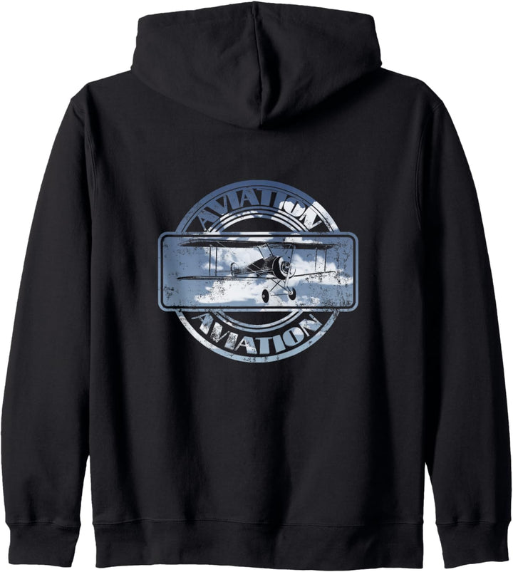 Vintage Retro Aviation Doppeldecker Pilotenabzeichen Kapuzenjacke